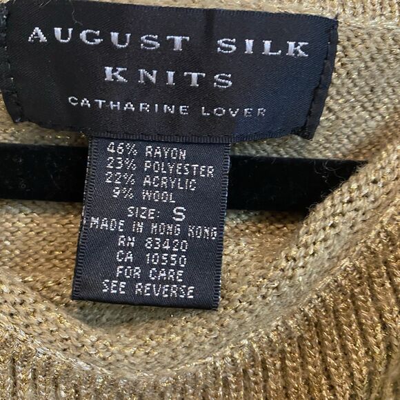 August Silk Knits Sweater Womens Small Shimmer Gold - Picture 6 of 10
